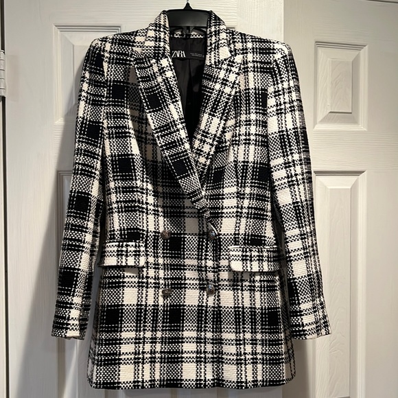 Blazer Sur Mesure Mina - Laine Bleu à Carreaux - Taille 0/2 (NWOT) Séoul
